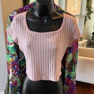 SHEIN Light Pink Ribbed Crop Top